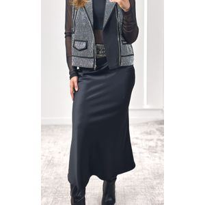 Colete Zíper Strass - Preto