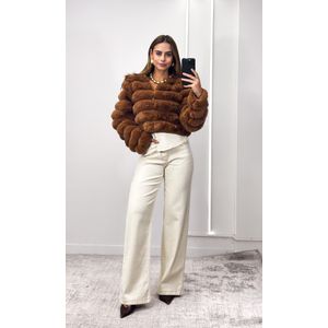 Calça Jeans Wide Leg - Bege Claro