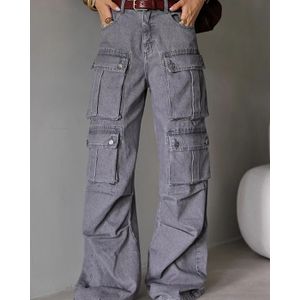 Calça Jeans Wide Leg - Chumbo Estonado