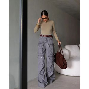 Calça Jeans Wide Leg - Chumbo Estonado