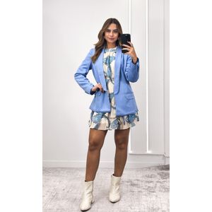 Vestido Barra Camadas Paisley - Bege/Azul