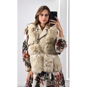 Colete Courino com Pelos - Bege