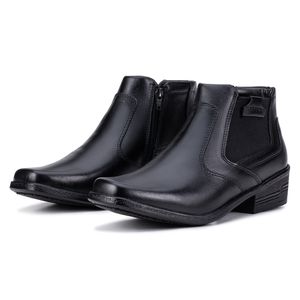 Bota Social Arizona Country Masculina Couro Legítimo Com Elástico Preto 