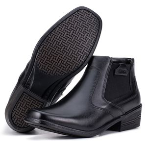 Bota Social Arizona Country Masculina Couro Legítimo Com Elástico Preto 