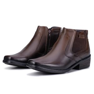 Bota Social Arizona Country Masculina Couro Legítimo Com Elástico Marrom 
