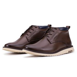 Sapato Social Bergamo Classic de Couro Marrom Kéffor Cano Alto 