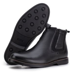 Bota Masculina Chelsea Em Couro Legítimo Kéffor All Black