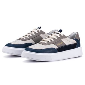 Tênis Casual Compass 315 De Couro Off White e Bege Kéffor 