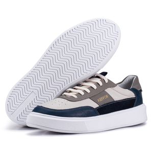 Tênis Casual Compass 315 De Couro Off White e Bege Kéffor 