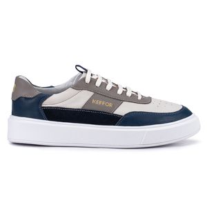 Tênis Casual Compass 315 De Couro Off White e Bege Kéffor 