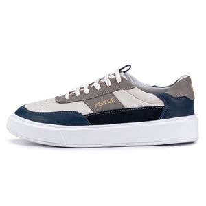 Tênis Casual Compass 315 De Couro Off White e Bege Kéffor 