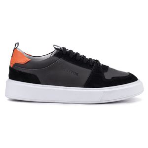 Tênis Casual Compass 320 De Couro preto com Recortes Kéffor 