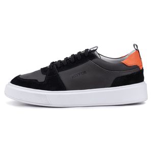 Tênis Casual Compass 320 De Couro preto com Recortes Kéffor 