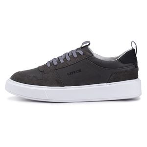 Tênis Casual Compass 320 De Couro Cinza com Recortes Kéffor 