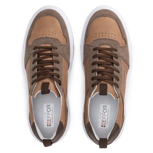 Tênis Casual Compass 320 De Couro Terracota com Recortes Kéffor 