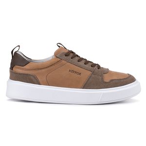 Tênis Casual Compass 320 De Couro Terracota com Recortes Kéffor 