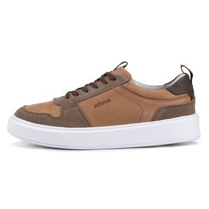 Tênis Casual Compass 320 De Couro Terracota com Recortes Kéffor 