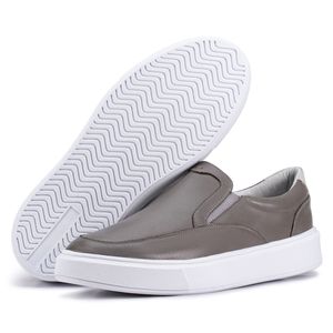 Mocassim Compass 325 De Couro Cinza Confortável Casual 