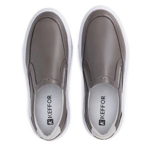 Mocassim Compass 325 De Couro Cinza Confortável Casual 