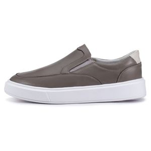 Mocassim Compass 325 De Couro Cinza Confortável Casual 
