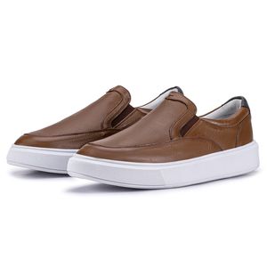 Mocassim Compass 325 De Couro Caramelo Confortável Casual 