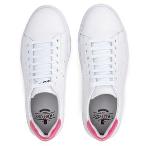 Tênis Feminino Flora Kéffor em Couro Branco e Pink