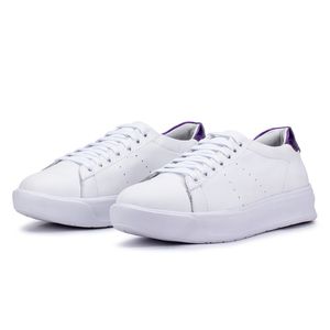 Tênis Feminino Flora Kéffor em Couro Branco e Violeta
