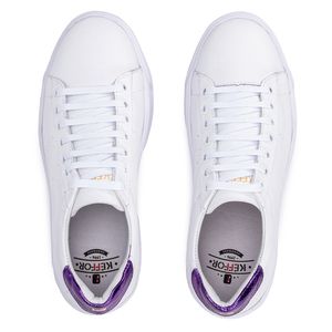 Tênis Feminino Flora Kéffor em Couro Branco e Violeta