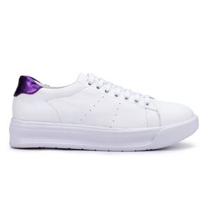 Tênis Feminino Flora Kéffor em Couro Branco e Violeta