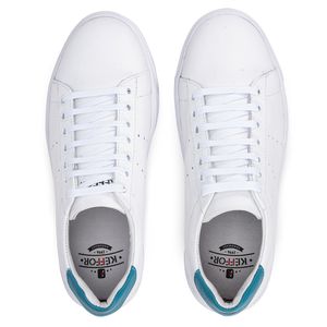 Tênis Feminino Flora Kéffor em Couro Branco e Azul