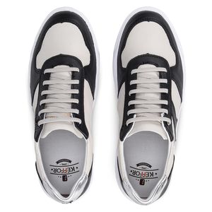 Tênis Feminino Flora Kéffor em Couro Branco e Preto