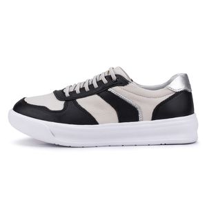 Tênis Feminino Flora Kéffor em Couro Branco e Preto
