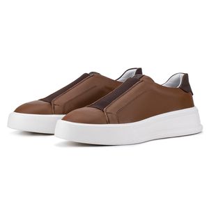 Tênis Casual Mistral 605 De Couro Terracota Slip On 