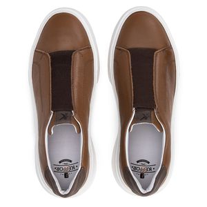 Tênis Casual Mistral 605 De Couro Terracota Slip On 