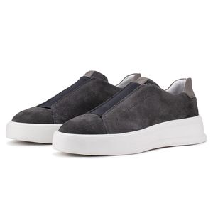 Tênis Casual Mistral 605 De Couro camurça Grafite Slip On 