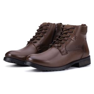 Coturno Masculino Kéffor Linha Ranger em Couro Detalhado Cor Marrom 