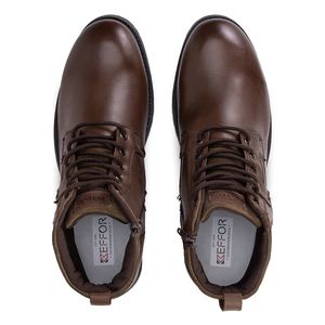Coturno Masculino Kéffor Linha Ranger em Couro Detalhado Cor Marrom 