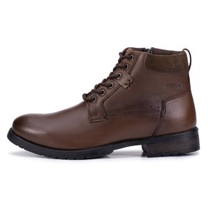 Coturno Masculino Kéffor Linha Ranger em Couro Detalhado Cor Marrom 
