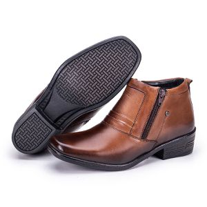 Bota Masculina Social Country de Couro Zíper Arizona Country Castanho