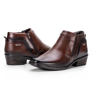 Bota Social Masculina Couro Legítimo Café Arizona Country