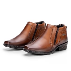 Bota Social Masculina Couro Legítimo Castanho Arizona Country