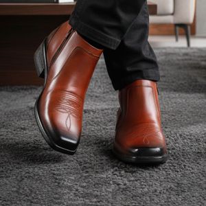 Bota Masculina Em Couro Kéffor Cor Mogno Linha Arizona Country