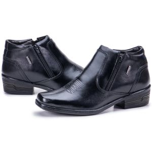 Bota Country Masculina Em Couro Kéffor Preto Linha Arizona Country