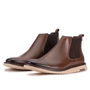 Sapato Casual Masculino Couro Legítimo Marrom Cano Curto Bérgamo