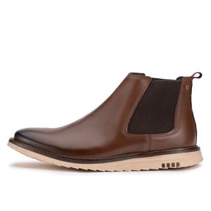 Sapato Casual Masculino Couro Legítimo Marrom Cano Curto Bérgamo