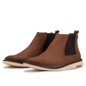 Sapato Casual Masculino Couro Legítimo Castanho Cano Curto Bérgamo