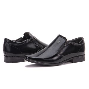 Sapato Social Couro Legítimo Verniz Preto Com Zíper Berlim