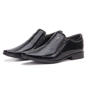 Sapato Social Couro Legítimo Verniz Preto Com Zíper Berlim