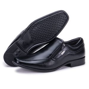 Sapato Social Masculino Couro Legítimo Zíper Preto Berlim