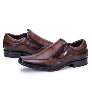 Sapato Social Masculino Couro Legítimo Zíper Castanho Berlim